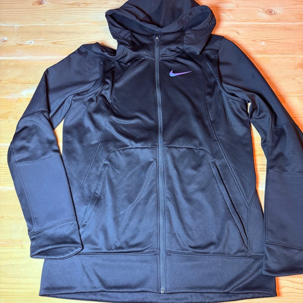 Nike Dri-FIT Womens Black Full Zip Training Hoodie Jacket 916921-010 Medium